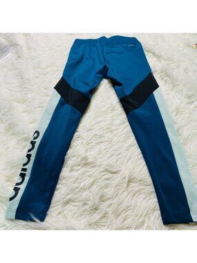 Adidas Leggings Pants Womens Small Climalite Spellout Colorblock Teal Black